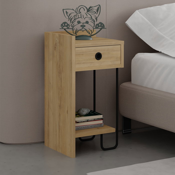 Hanah Home Sirius Left - Oak v2 Mesita de Noche Roble 32x61x30cm